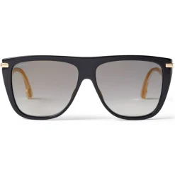 Jimmy Choo - Suvi - Black D-Frame Sunglasses with Grey-Shaded Mirror Lenses - Jimmy Choo Eyewear - Avvenice