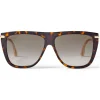 Jimmy Choo - Suvi - Dark Havana D-Frame Sunglasses with Brown Shaded Lenses - Jimmy Choo Eyewear - Avvenice