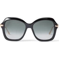 Jimmy Choo - Tessy - Black Square Sunglasses with Grey Shaded Lenses - Avvenice
