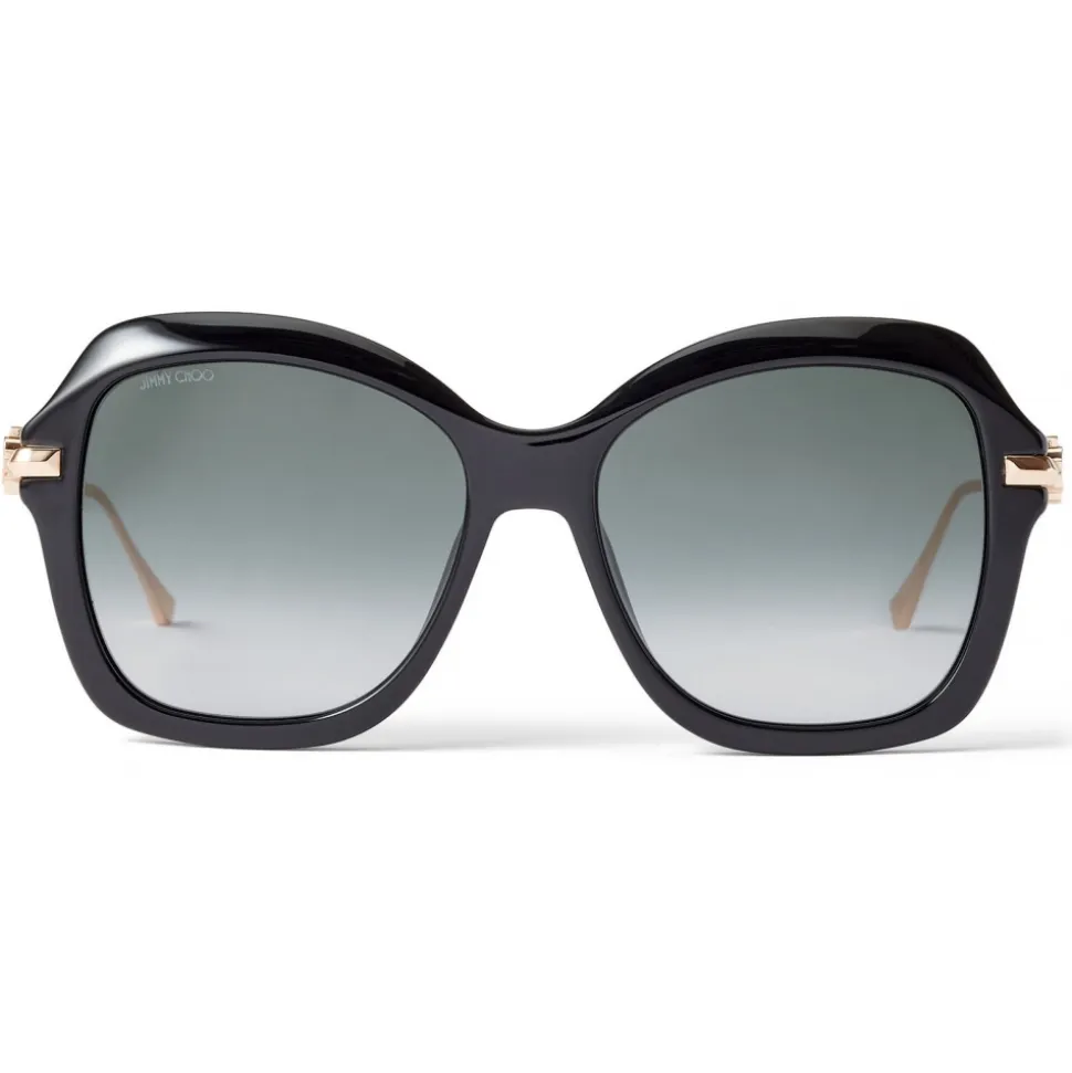 Jimmy Choo - Tessy - Black Square Sunglasses with Grey Shaded Lenses - Avvenice