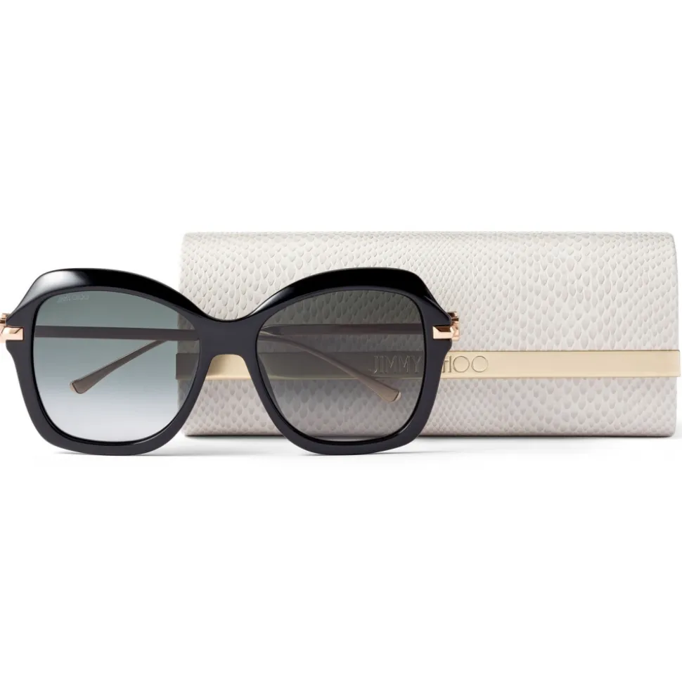 Jimmy Choo - Tessy - Black Square Sunglasses with Grey Shaded Lenses - Avvenice