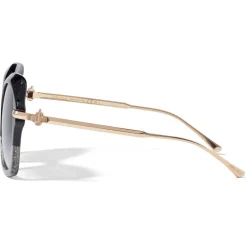 Jimmy Choo - Tessy - Black and Grey Square Sunglasses with Rose-Gold Temples and JC Emblem - Avvenice