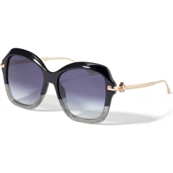 Jimmy Choo - Tessy - Black and Grey Square Sunglasses with Rose-Gold Temples and JC Emblem - Avvenice