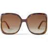 Jimmy Choo - Tilda - Dark Havana Oversized Square Sunglasses with Cut-Out Mirror Lenses and Crystal Trim - Avvenice