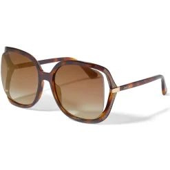 Jimmy Choo - Tilda - Dark Havana Oversized Square Sunglasses with Cut-Out Mirror Lenses and Crystal Trim - Avvenice