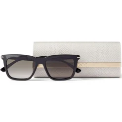 Jimmy Choo - Tip - Black Acetate Square Sunglasses with Brown-Shaded Lenses - Jimmy Choo Eyewear - Avvenice