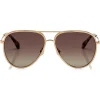 Jimmy Choo - Triny - Brown Shaded Polarized Aviator Sunglasses with Gold Metal Frame - Jimmy Choo Eyewear - Avvenice