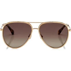 Jimmy Choo - Triny - Brown Shaded Polarized Aviator Sunglasses with Gold Metal Frame - Jimmy Choo Eyewear - Avvenice