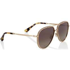 Jimmy Choo - Triny - Brown Shaded Polarized Aviator Sunglasses with Gold Metal Frame - Jimmy Choo Eyewear - Avvenice