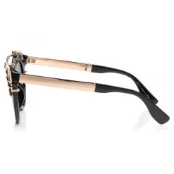 Jimmy Choo - Vivy - Black and Gold Round Framed Sunglasses with Detachable Jewel Clip On - Sunglasses - Jimmy Choo Eyewear - Avvenice