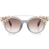 Jimmy Choo - Vivy - Grey Round Framed Sunglasses with Detachable Jewel Clip On - Sunglasses - Jimmy Choo Eyewear - Avvenice