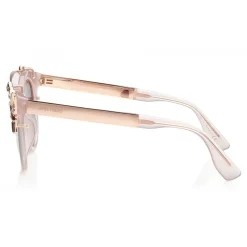 Jimmy Choo - Vivy - Pink Round Framed Sunglasses with Detachable Jewel Clip On - Sunglasses - Jimmy Choo Eyewear - Avvenice