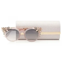 Jimmy Choo - Vivy - Pink Round Framed Sunglasses with Detachable Jewel Clip On - Sunglasses - Jimmy Choo Eyewear - Avvenice