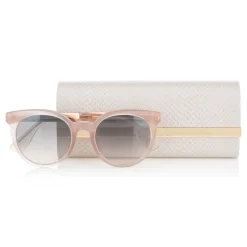 Jimmy Choo - Vivy - Pink Round Framed Sunglasses with Detachable Jewel Clip On - Sunglasses - Jimmy Choo Eyewear - Avvenice