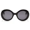 Jimmy Choo - Wendy - Black Round Framed Sunglasses with Lurex Detailing - Sunglasses - Jimmy Choo Eyewear - Avvenice