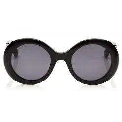 Jimmy Choo - Wendy - Black Round Framed Sunglasses with Lurex Detailing - Sunglasses - Jimmy Choo Eyewear - Avvenice