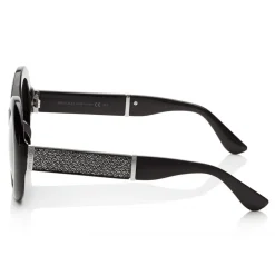 Jimmy Choo - Wendy - Black Round Framed Sunglasses with Lurex Detailing - Sunglasses - Jimmy Choo Eyewear - Avvenice