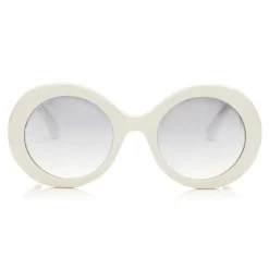 Jimmy Choo - Wendy - White Round Framed Sunglasses with Lurex Detailing - Sunglasses - Jimmy Choo Eyewear - Avvenice