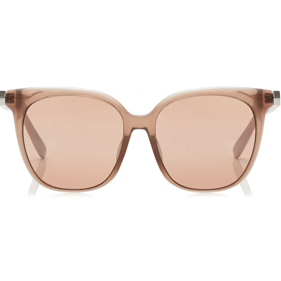 Jimmy Choo - Wilma - Pink Flash Silver Square Sunglasses with Nude Frame - Jimmy Choo Eyewear - Avvenice