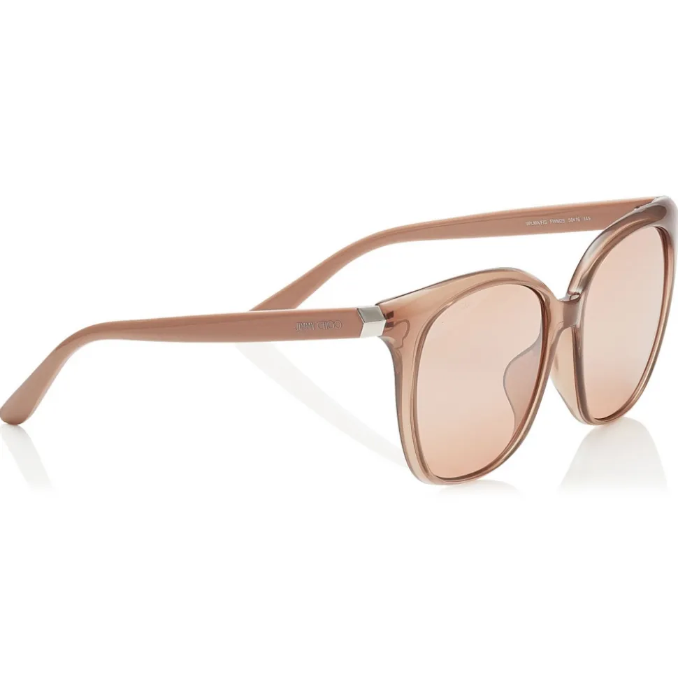 Jimmy Choo - Wilma - Pink Flash Silver Square Sunglasses with Nude Frame - Jimmy Choo Eyewear - Avvenice