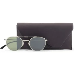 Jimmy Choo - Wynn - Grey Palladium Oval Sunglasses with Clip-On Silver Mirror Lenses - Avvenice