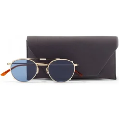 Jimmy Choo - Wynn - Rose-Gold Oval Sunglasses with Clip-On Blue Avio Lenses - Jimmy Choo Eyewear - Avvenice