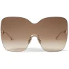 Jimmy Choo - Zelma - Rose-Gold Metal Mask Sunglasses with Brown-Shaded Lenses - Jimmy Choo Eyewear - Avvenice