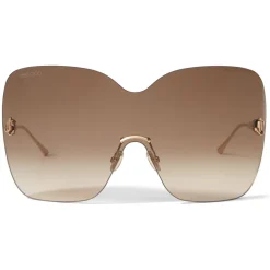 Jimmy Choo - Zelma - Rose-Gold Metal Mask Sunglasses with Brown-Shaded Lenses - Jimmy Choo Eyewear - Avvenice