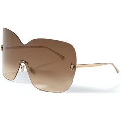 Jimmy Choo - Zelma - Rose-Gold Metal Mask Sunglasses with Brown-Shaded Lenses - Jimmy Choo Eyewear - Avvenice