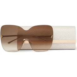 Jimmy Choo - Zelma - Rose-Gold Metal Mask Sunglasses with Brown-Shaded Lenses - Jimmy Choo Eyewear - Avvenice