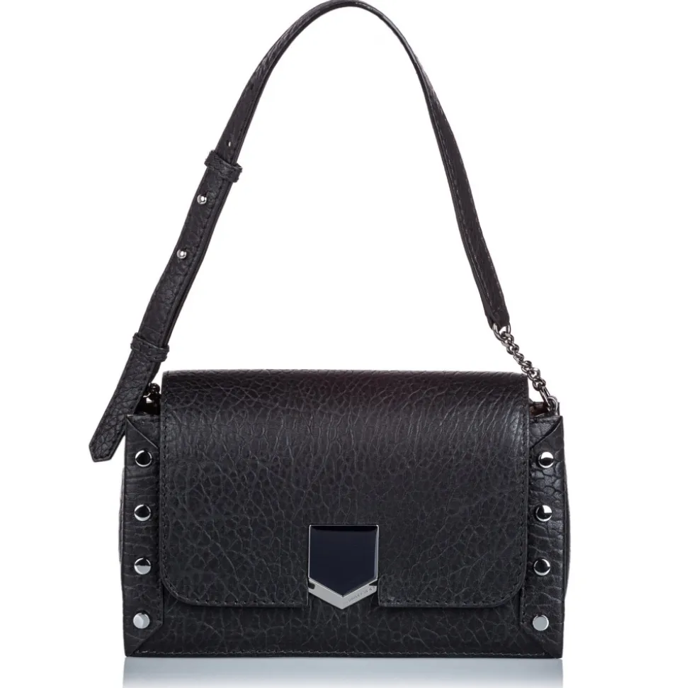 Jimmy Choo Vintage - Embossed Lockett Shoulder Bag - Black - Leather and Calf Handbag - Luxury High Quality - Avvenice