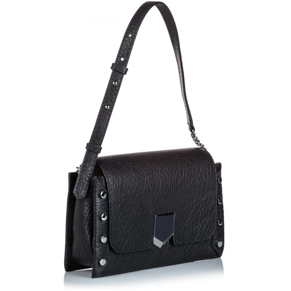 Jimmy Choo Vintage - Embossed Lockett Shoulder Bag - Black - Leather and Calf Handbag - Luxury High Quality - Avvenice