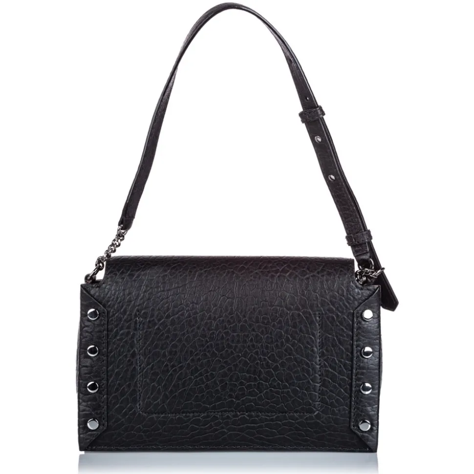 Jimmy Choo Vintage - Embossed Lockett Shoulder Bag - Black - Leather and Calf Handbag - Luxury High Quality - Avvenice