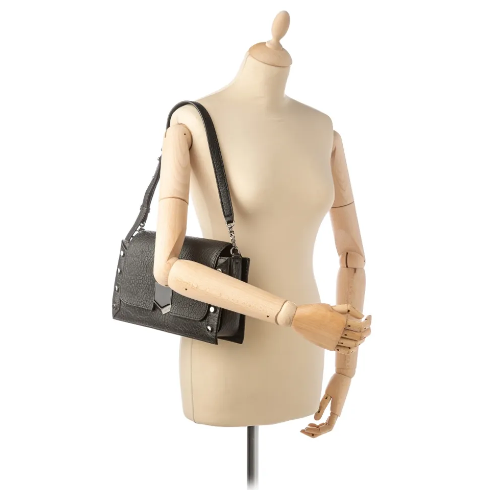 Jimmy Choo Vintage - Embossed Lockett Shoulder Bag - Black - Leather and Calf Handbag - Luxury High Quality - Avvenice