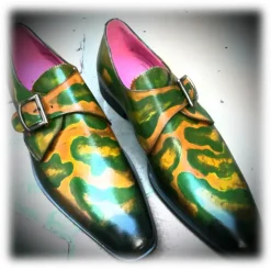 Jovanny Capri - Double Monk Shoes - Patina Effect - Handmade in Italy - Leather Shoes - Luxury High Quality - Avvenice