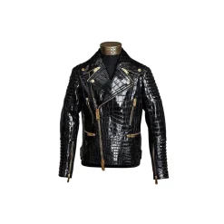 Jovanny Capri - Magnificent Biker Jacket with Crocodile Motif - Leather Jacket - Luxury High Quality - Avvenice