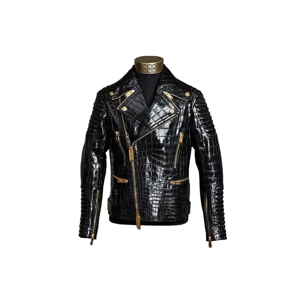 Jovanny Capri - Magnificent Biker Jacket with Crocodile Motif - Leather Jacket - Luxury High Quality - Avvenice