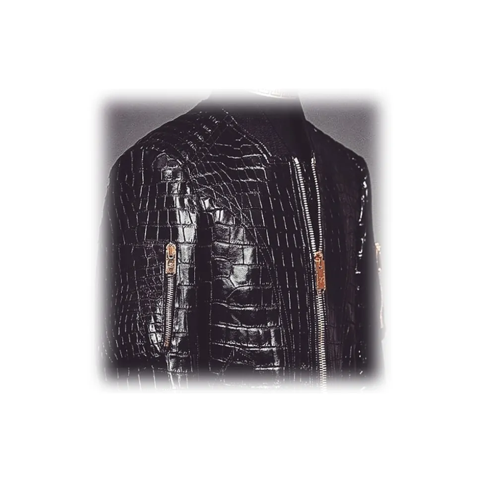 Jovanny Capri - Magnificent Biker Jacket with Crocodile Motif - Leather Jacket - Luxury High Quality - Avvenice