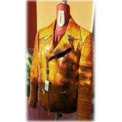 Jovanny Capri - Magnificent Biker Jacket with Crocodile Motif - Leather Jacket - Luxury High Quality - Avvenice