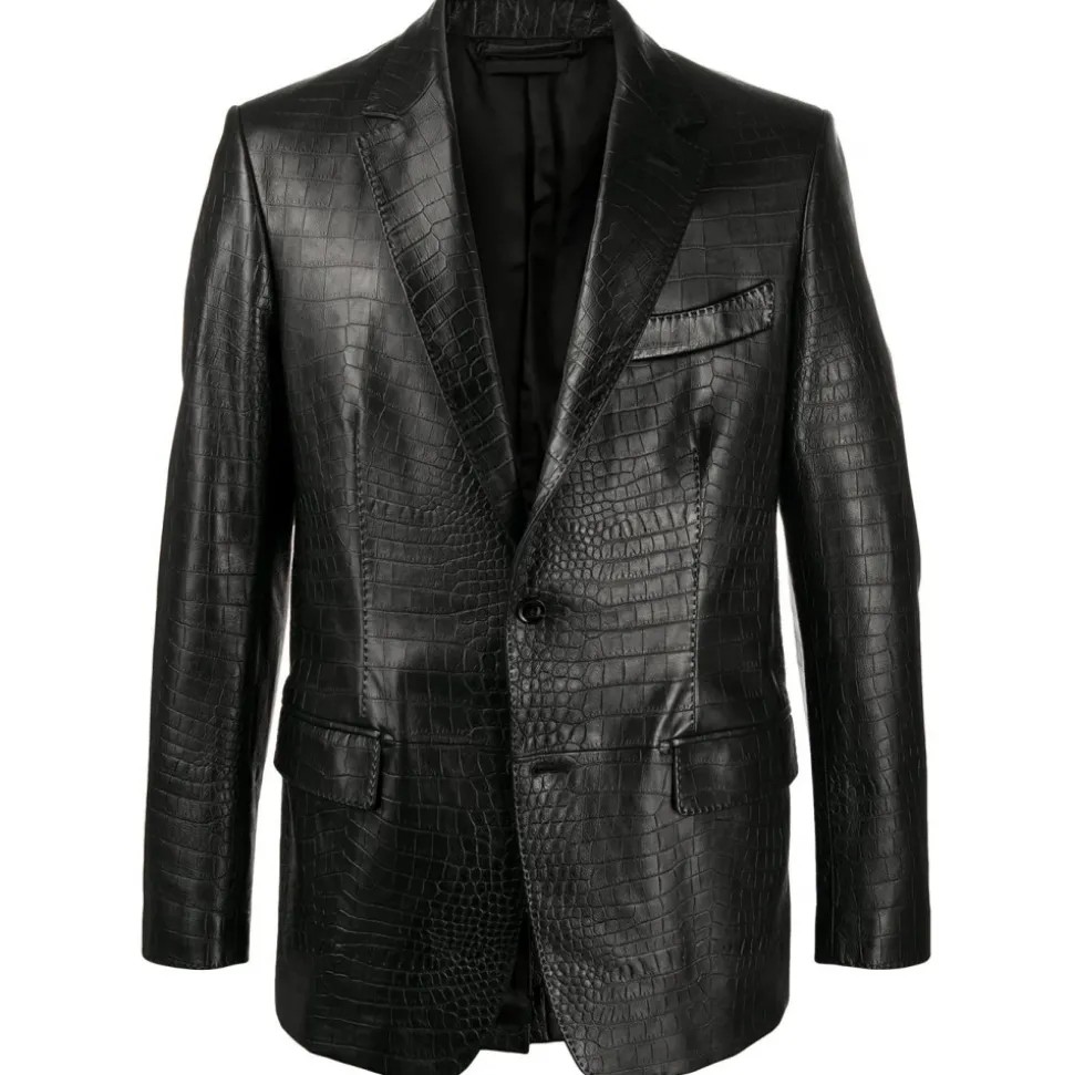 Jovanny Capri - Magnificent Jacket with Crocodile Motif - Leather Jacket - Luxury High Quality - Avvenice