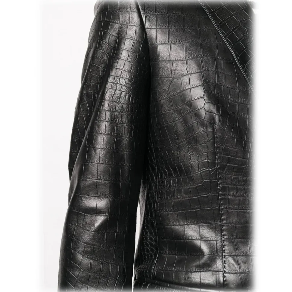Jovanny Capri - Magnificent Jacket with Crocodile Motif - Leather Jacket - Luxury High Quality - Avvenice