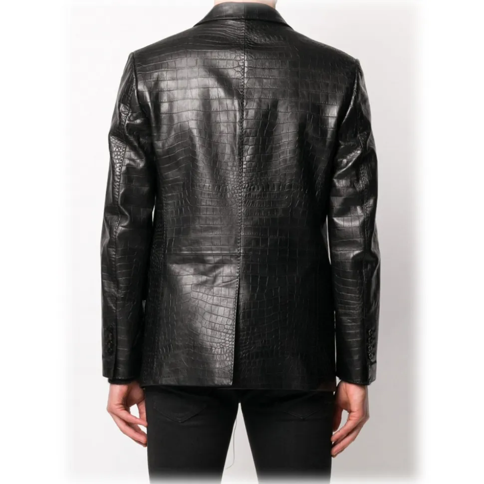 Jovanny Capri - Magnificent Jacket with Crocodile Motif - Leather Jacket - Luxury High Quality - Avvenice