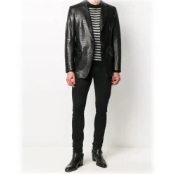 Jovanny Capri - Magnificent Jacket with Crocodile Motif - Leather Jacket - Luxury High Quality - Avvenice