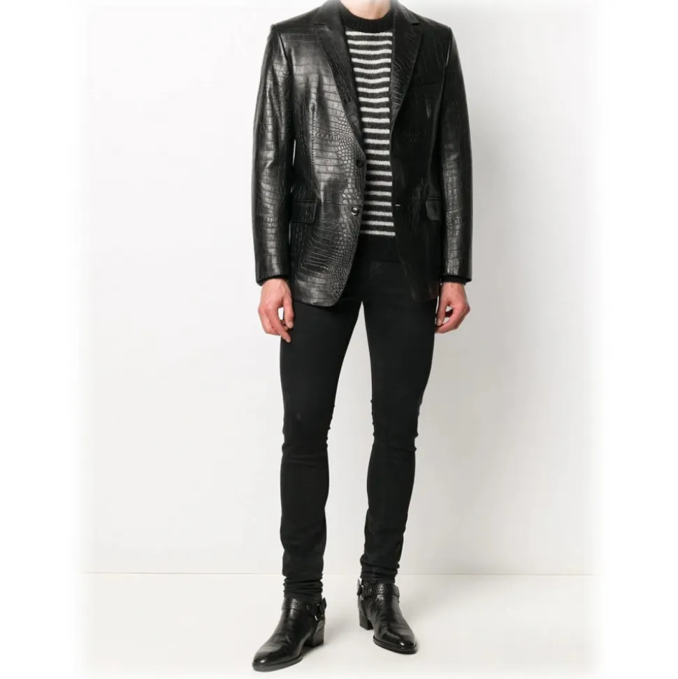 Jovanny Capri - Magnificent Jacket with Crocodile Motif - Leather Jacket - Luxury High Quality - Avvenice