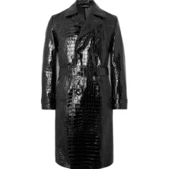 Jovanny Capri - Magnificent Trench Coat with Crocodile Motif - Leather Jacket - Luxury High Quality - Avvenice