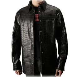 Jovanny Capri - Magnificent Shirt with Crocodile Motif - Leather Shirt - Luxury High Quality - Avvenice
