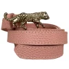 Kristina MC - Belt Double Loop Leopard-Shaped Buckle - Calfskin - Pink - High Quality Leather Craft - Avvenice