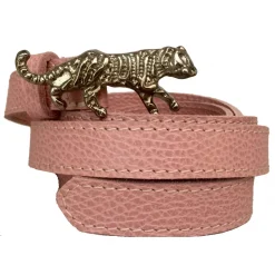 Kristina MC - Belt Double Loop Leopard-Shaped Buckle - Calfskin - Pink - High Quality Leather Craft - Avvenice