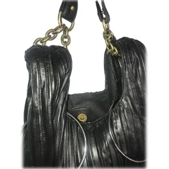 Kristina MC - Bucket Bag - Removable Handle and Shoulder Strap - Pleated Nappa Leather - High Quality Leather Craft - Avvenice