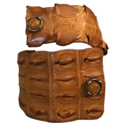 Kristina MC - Crocodile Bracelet in The Shape of a Snake with Studs - Brown Walnut - High Quality Leather Craft - Avvenice